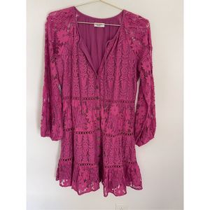 NINE LIVES BAZAAR Eleanor Lace Dress In Magenta Size 8